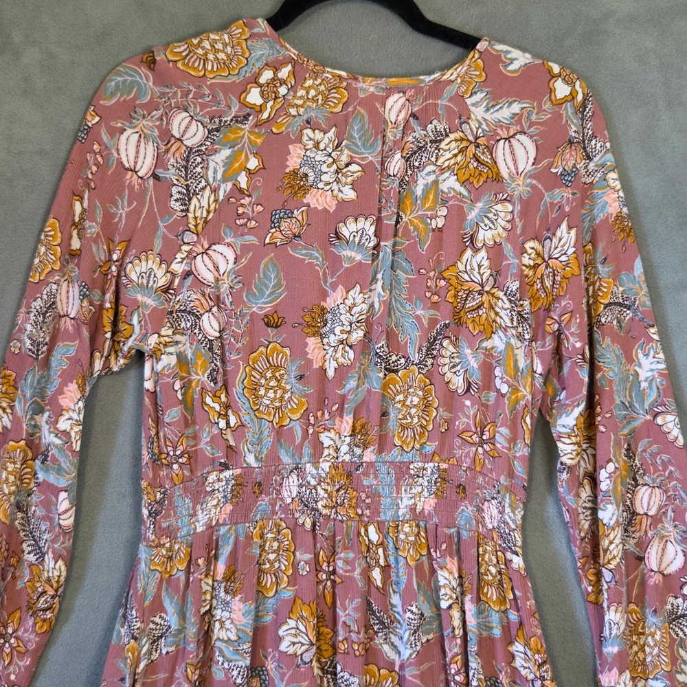 Knox Rose Smocked Midi Dress Women Size Medium Floral Boho Cottage Prairie - Picture 7 of 14
